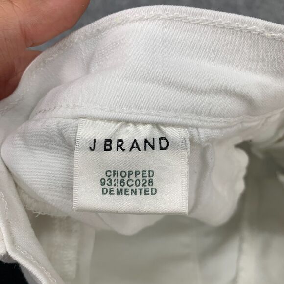J Brand Jeans Womens 27 White Denim Cropped Raw Hem Distressed Stretch Pant - Picture 10 of 14